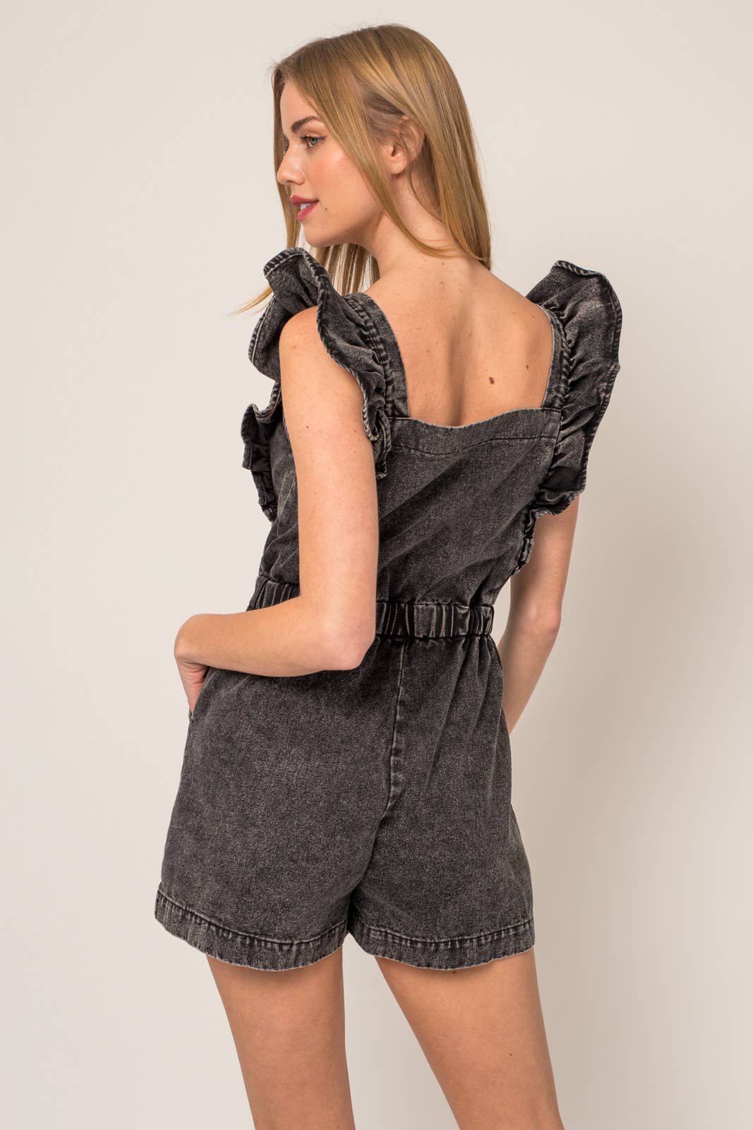 Ruffle Denim Romper